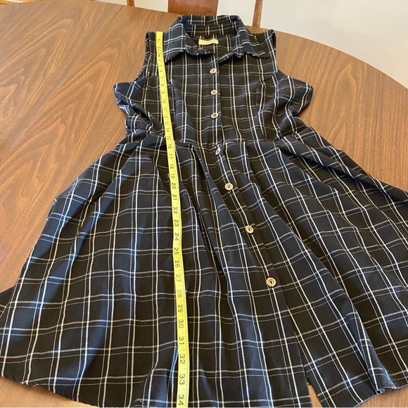 Fleet/ModCloth Dark Plaid Button Up Sleeveless Dress Dark Academia Style Size L - Picture 9 of 11